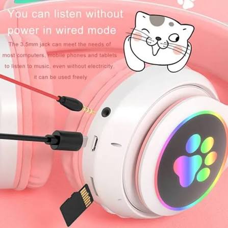 STN28 Girls Wireless Cat Headphone for Mobile, Laptop & PC