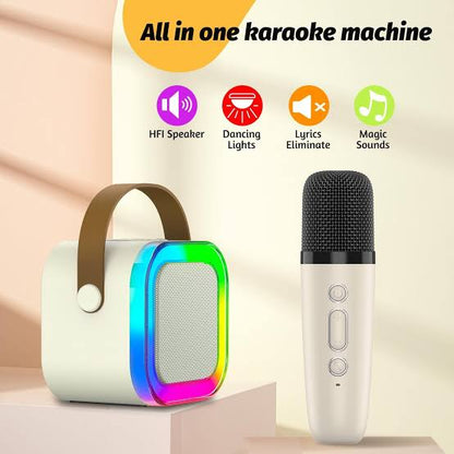 Portable K12 Karaoke Bluetooth Speaker with Wireless Microphone for Singing, Parties & Events | Loud Clear Sound | Rechargeable Battery