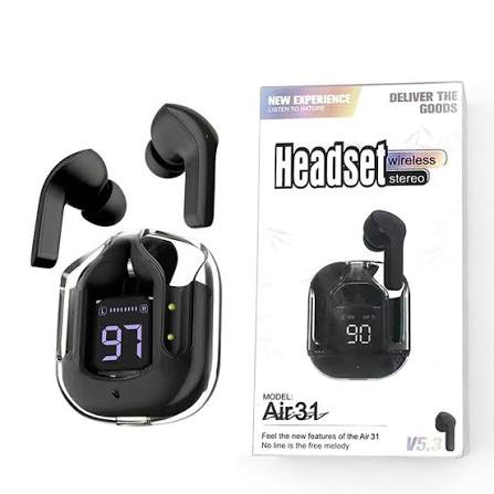 Air 31 TWS Transparent Wireless Earbuds with Bluetooth 5.3 – True Wireless Stereo, Hi-Fi Sound, Long Battery Life