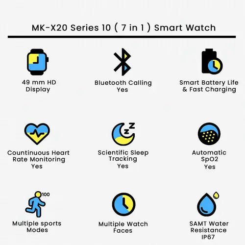 MK-X20 Series 10 ( 7 in 1 ) Smart Watch